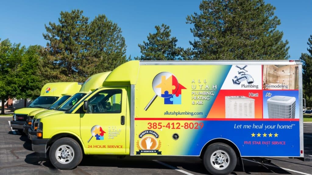 all utah plumbing, heating & air plumbing truck
