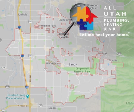 A map of Sandy, Utah