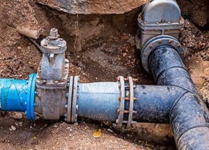 Sewer pipes in dirt